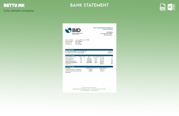 модерен стил Ecuador Banco Interamericano de Desarrollo BID банкарски извод шабл